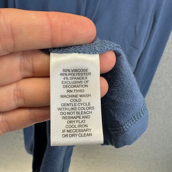 Cable & Gauge Sweater Medium Blue Viscose Blend Cowl Neck Long Sleeve Pullover - Picture 9 of 16